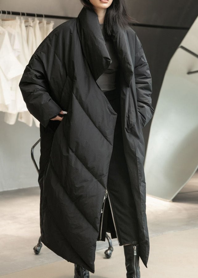 Plus Size Black Pockets Duck Down Coats Winter CK2970- Fabulory