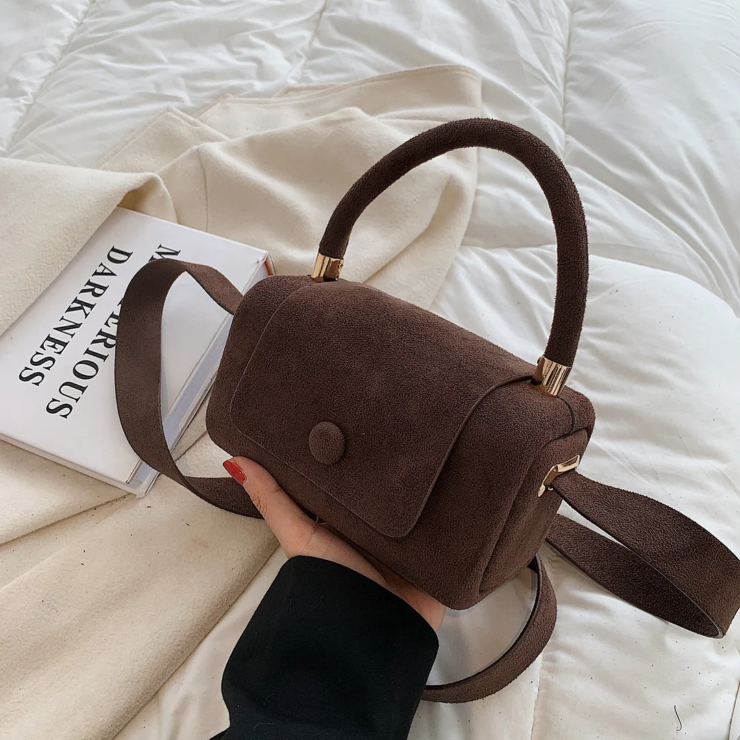 էѧӧܧ Small Vintage Faux suede Underarm Baguette Shoulder Crossbody Bags For Women 2021 Winter Simple Handbags and Purses
