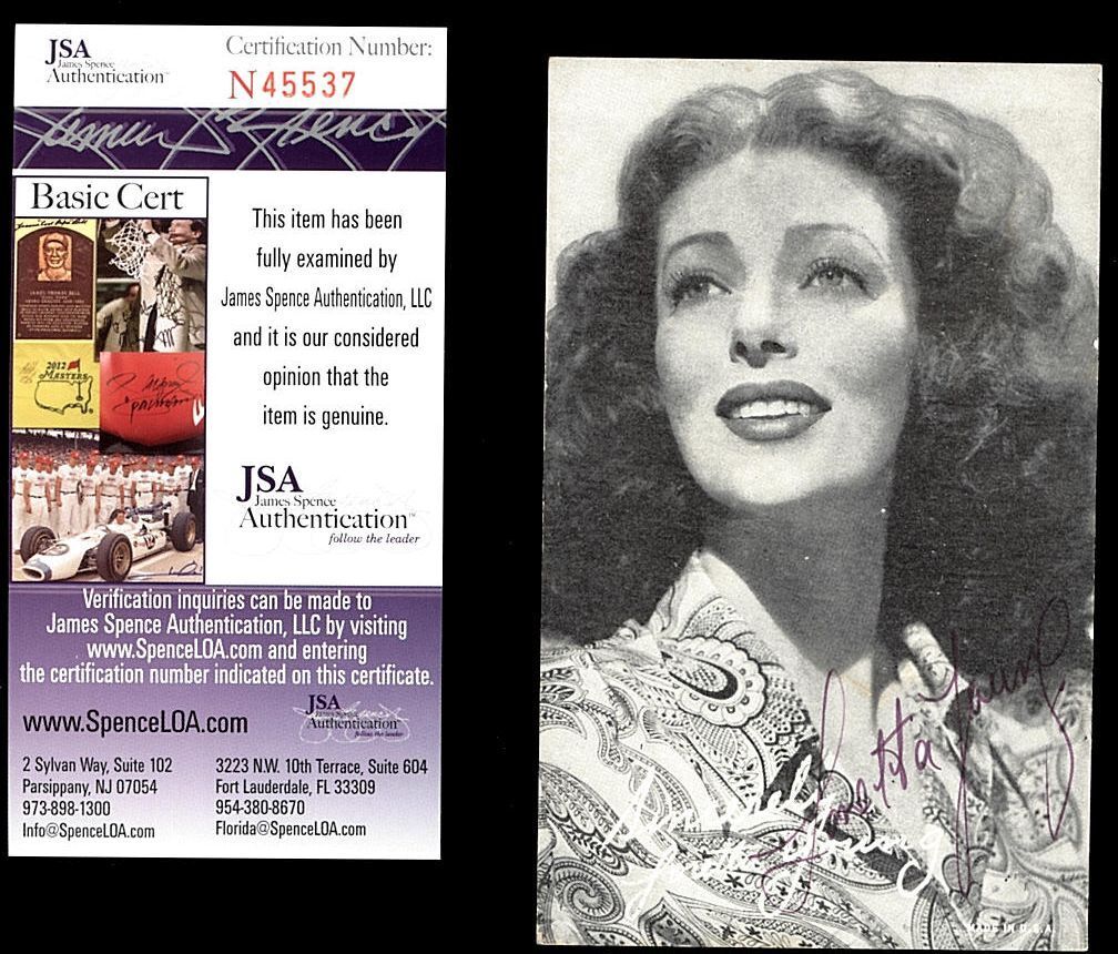 LORETTA YOUNG, ACTRESS (DECEASED) SIGNED 5x7 JSA COA #N45537