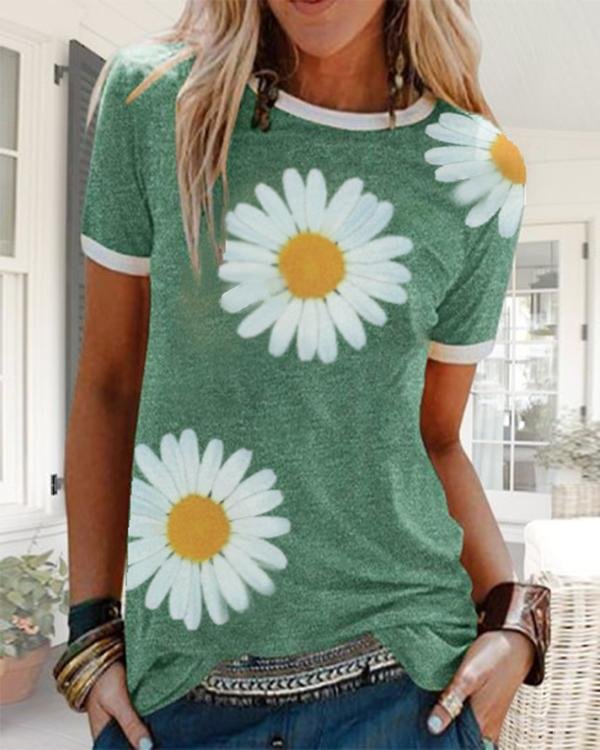 Plus size Short Sleeve Daisy Casual Shirts & Tops - Chicaggo