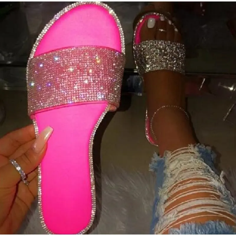 Women's Slippers 2020 Summer New Style Bright Flat Bottom Drag Shoes Women's Sandals Slippers