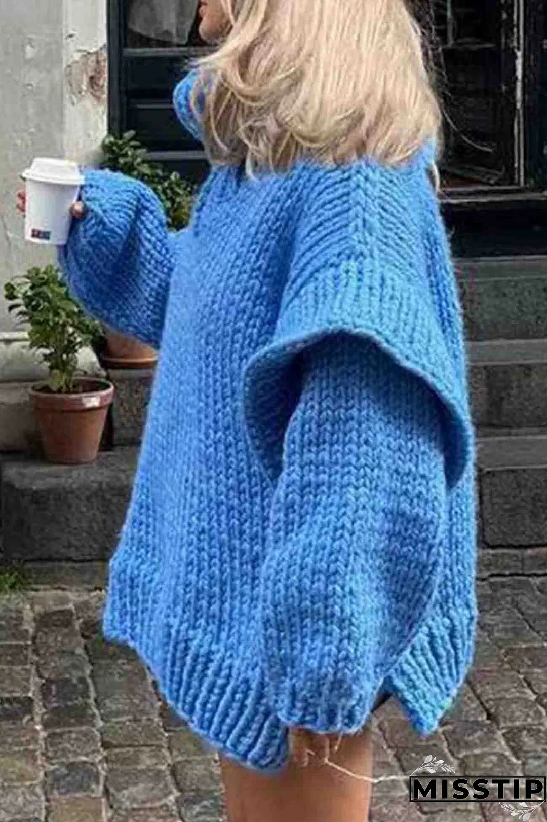 Solid Long Sleeve Cowl Neck Sweater