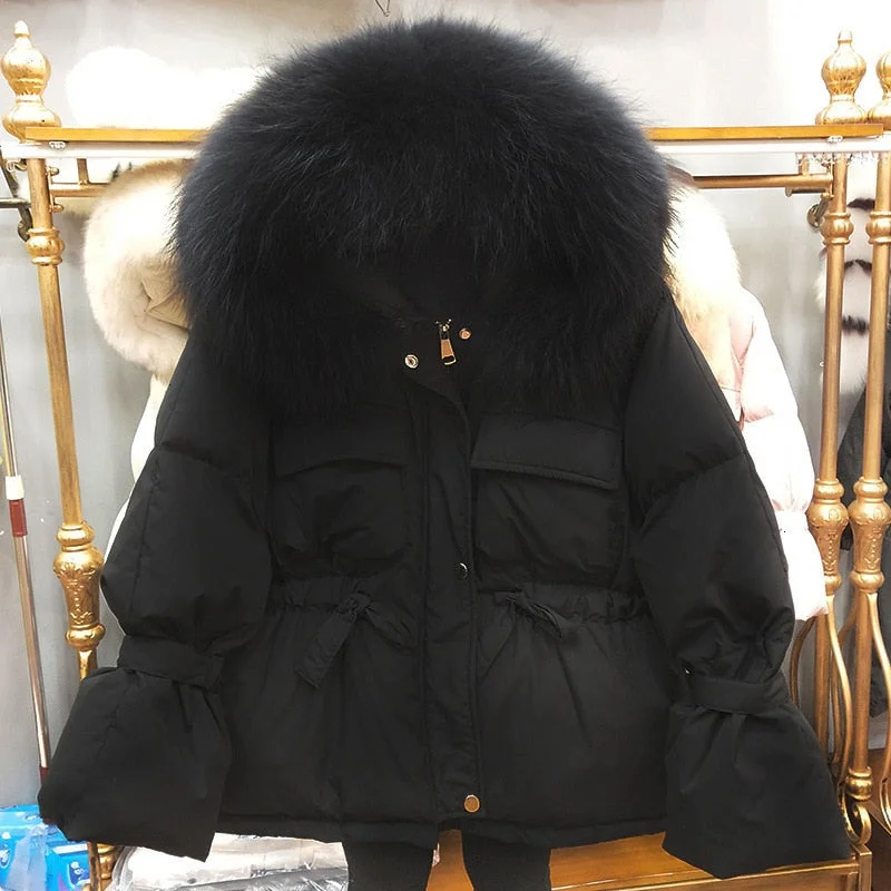 Thick Long Slim Contton Faux Fur 2021 Fashion Jackets Parka Coat Female Women Puffer Warm Winter Feather Jacket Short Outerwears