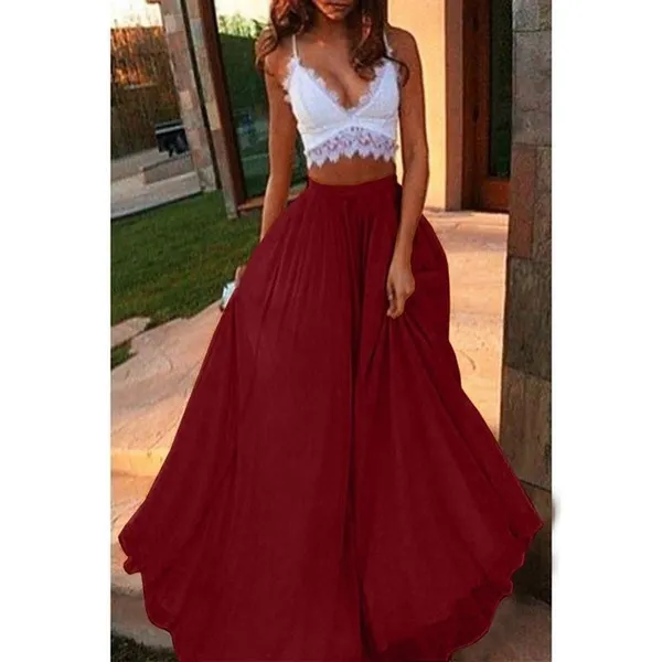 Womens High Waist Summer Skirt Plus Size Elastic Big Swing Long Dress Fashion Loose Maxi