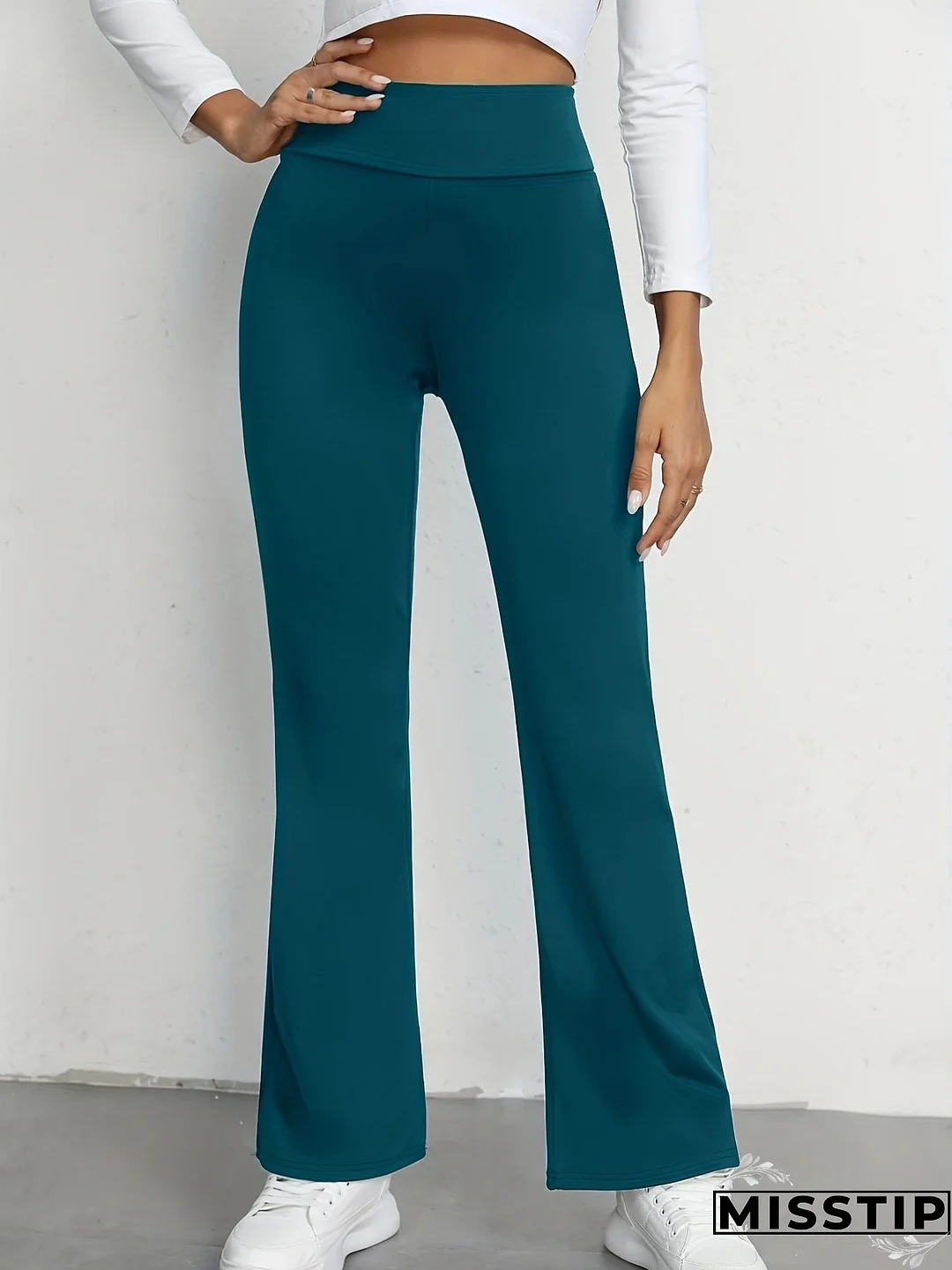 Women's Casual Pant High Waisted Flare Pant Workout Solid Pant