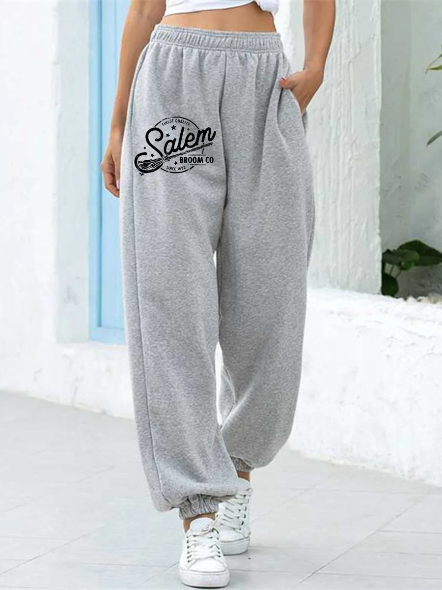 Finest Quality Salem Broom Co. Since 1692 Halloween Mid-Rise Elastic Waist Sweatpants