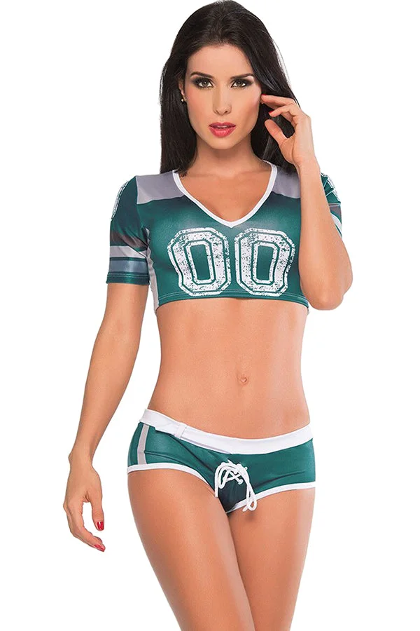 Energetic World Cup Football Baby Italy Cheerleading Uniforms Green-elleschic