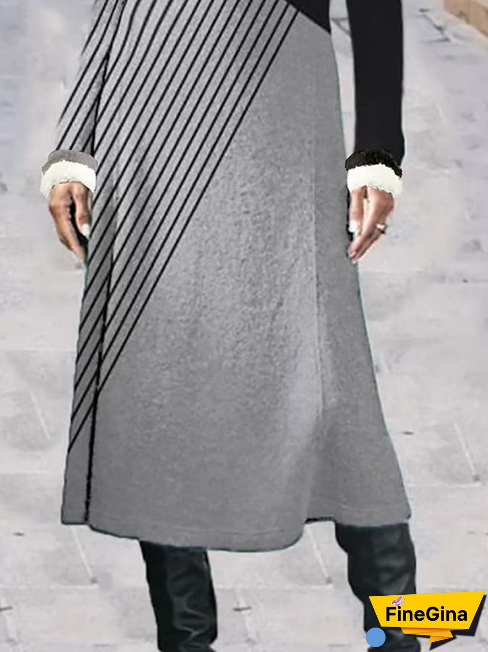 Women's Fashionable Loose Solid Color Plush Dress