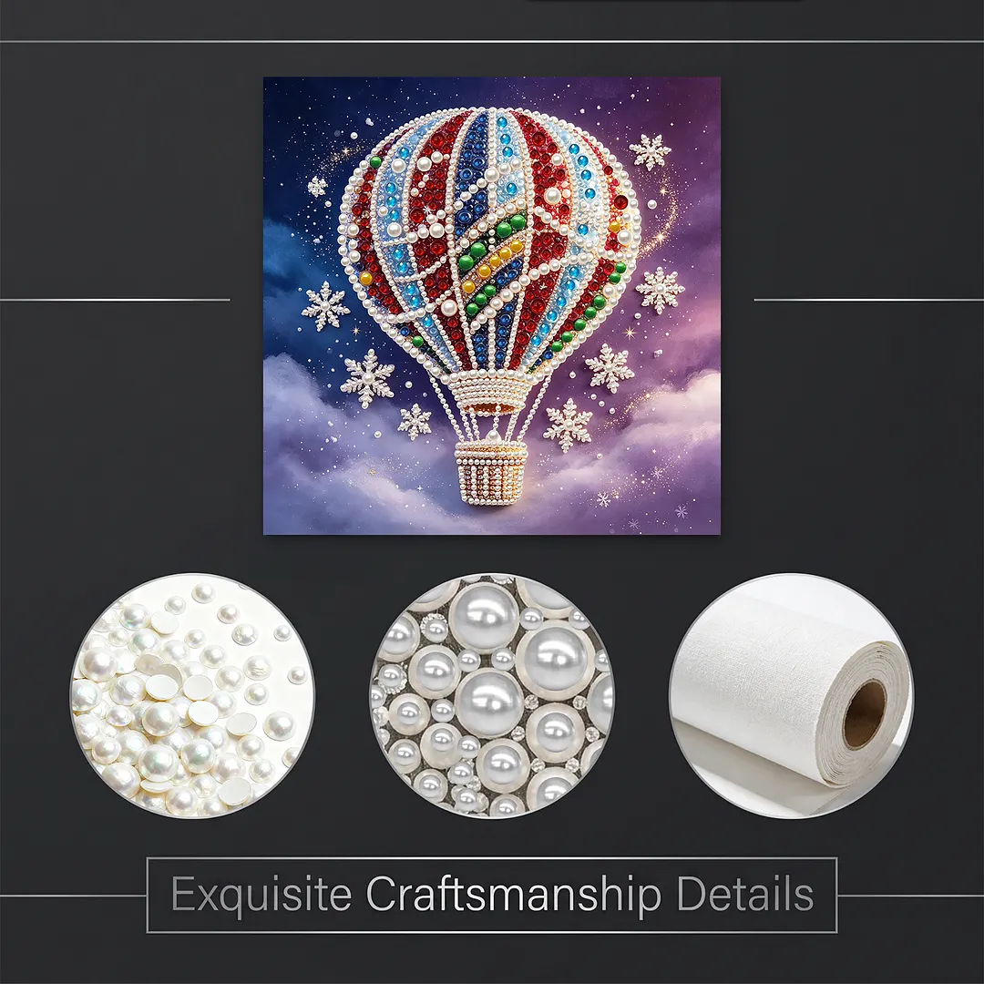 DIY Bead Art Pearl Painting Kit Frameless Canvas 30x30cm(Sky Balloon)