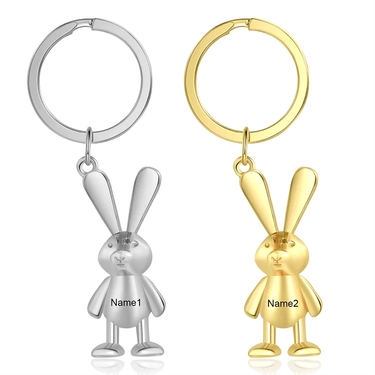 Personalized Rabbit Keychain Engrave Name Matching Key Ring Creative Gift