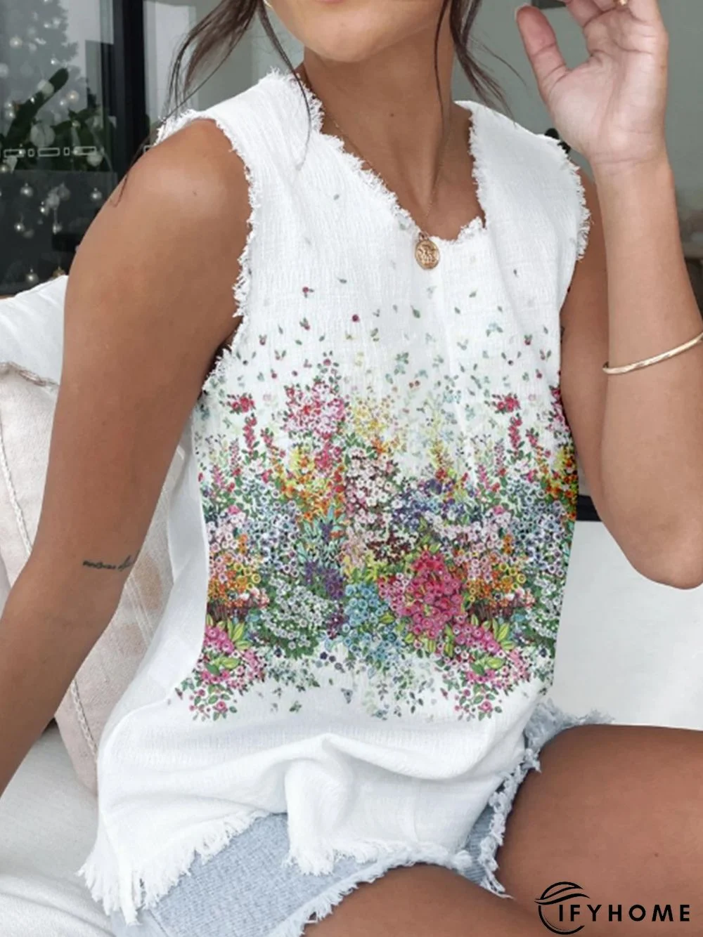 Floral-Print Shift Casual Floral Shirts & Tops | IFYHOME