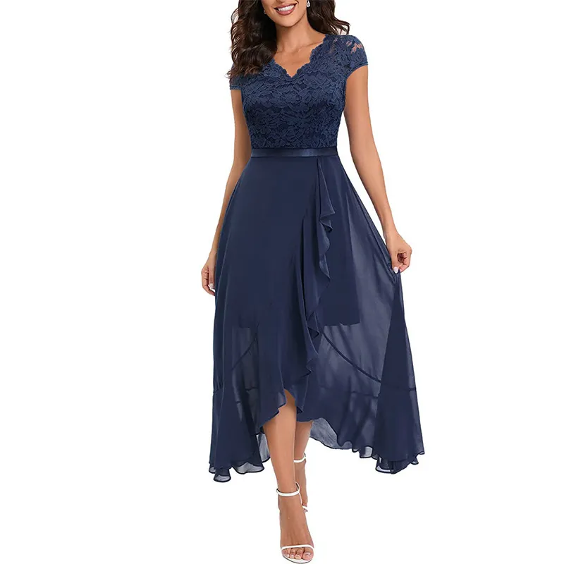 Uveng Uveng Party Dress Wish Dress V Neck Sleeveless Lace Mesh Dress