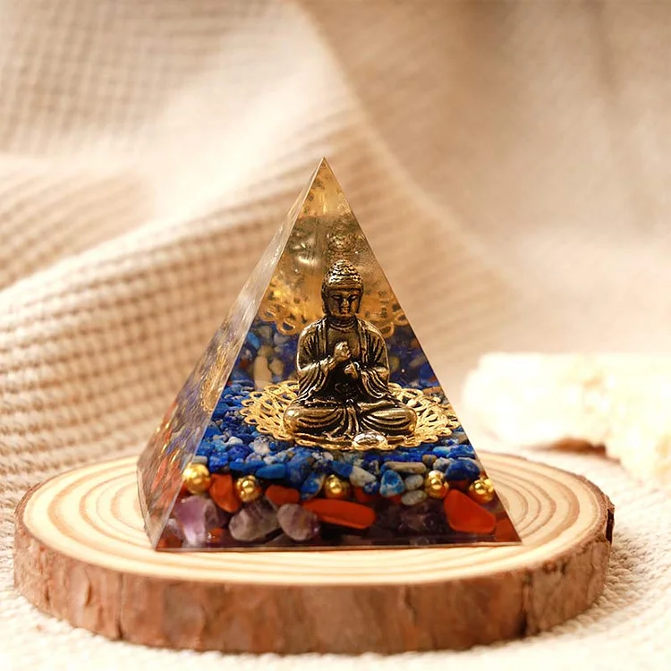 Lapis Lazuli Buddha Symbol Orgone Pyramid
