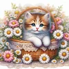 Diamond Painting-DIY Full Round Drill Cat Flower(40*40 CM)
