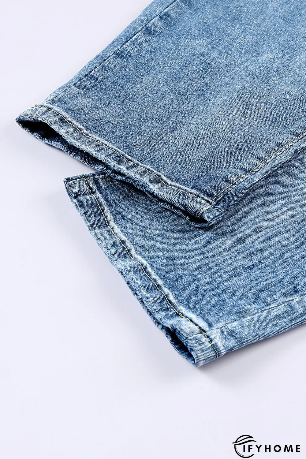 Blue Plus Size Distressed Slit Vintage Jeans | IFYHOME