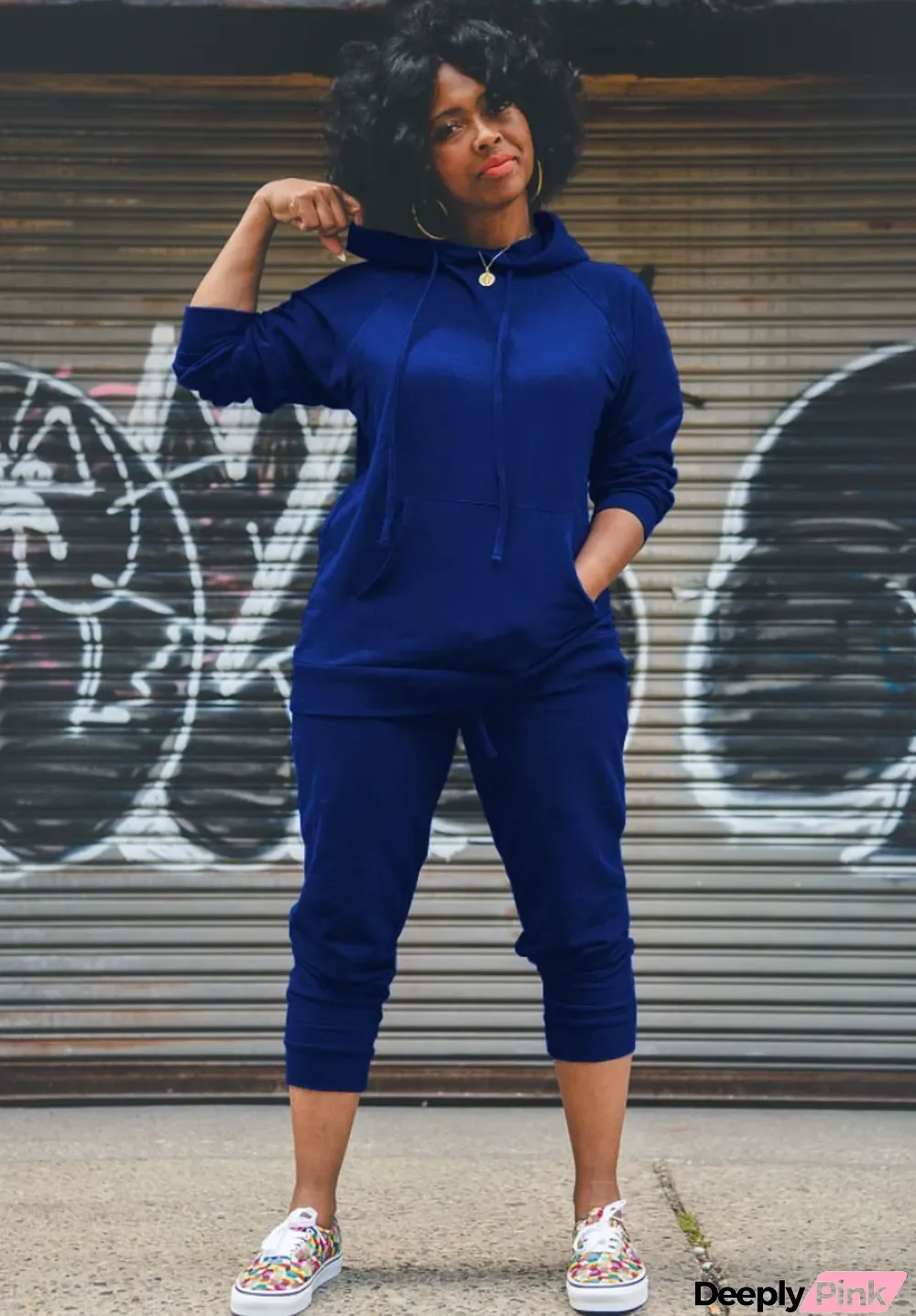 Autumn Sports Blue Blank Hoody Sweatsuit