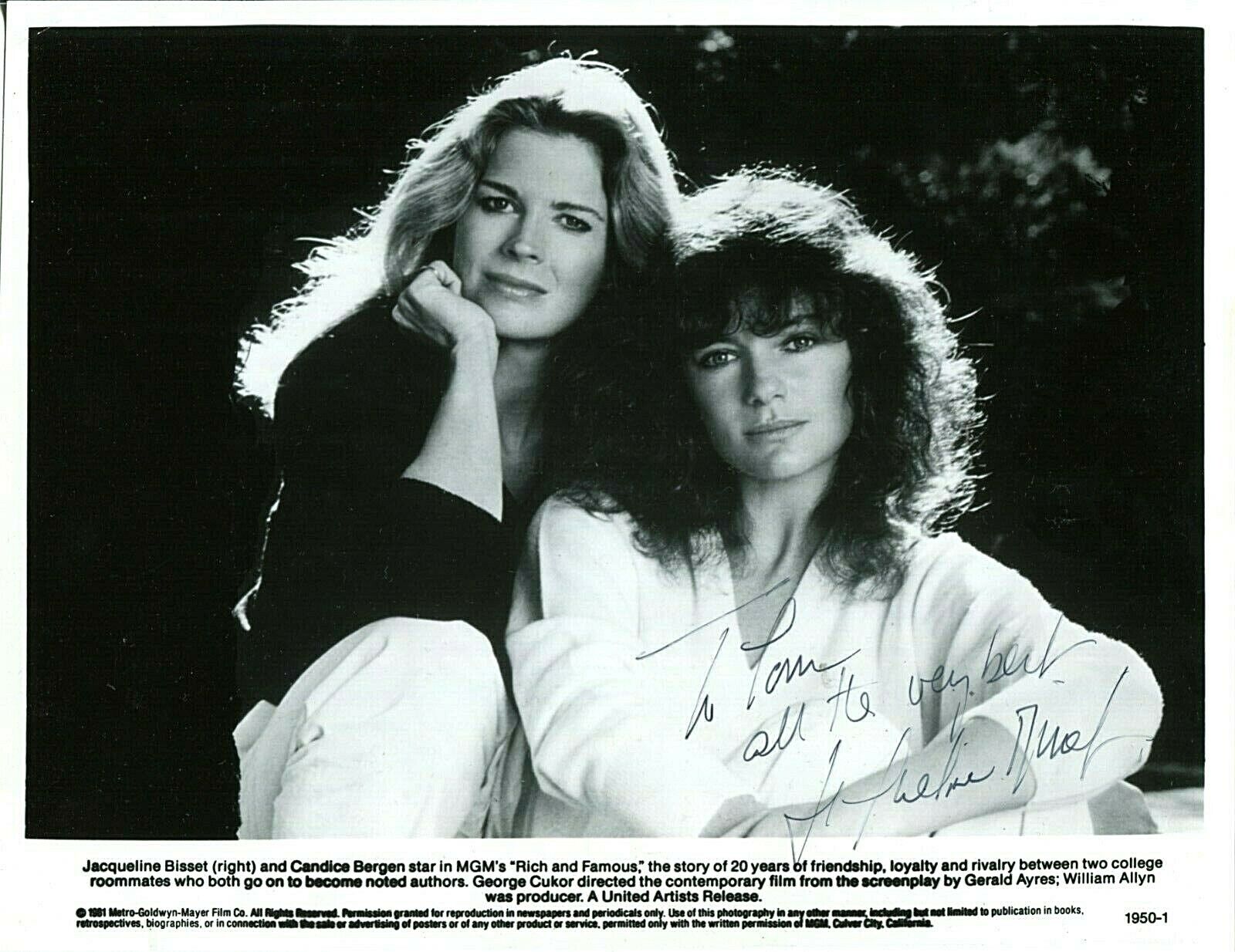 JACQUELINE BISSET Autographed Inscribed 8X10 B&W Publicity Photo Poster painting PC 15