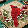 (20x20cm)North American Cardinal Xmas Pearl Painting Art Kits With Inner Frame Pearl Gem Paintings Picture Arts Craft for Adults Beginners Home Wall Decor