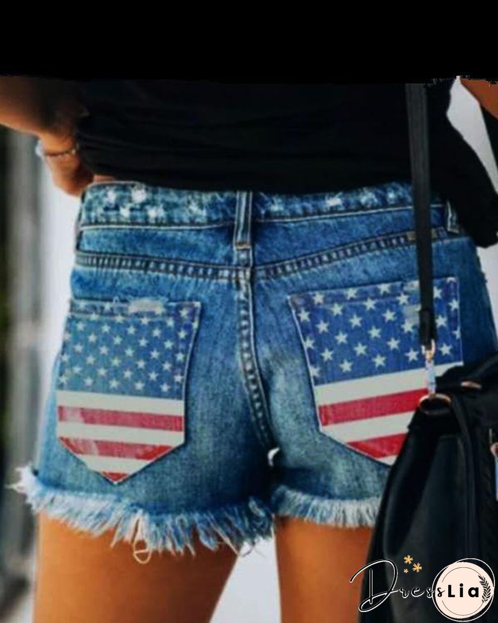 Women's Flag Printed Pocket Shorts