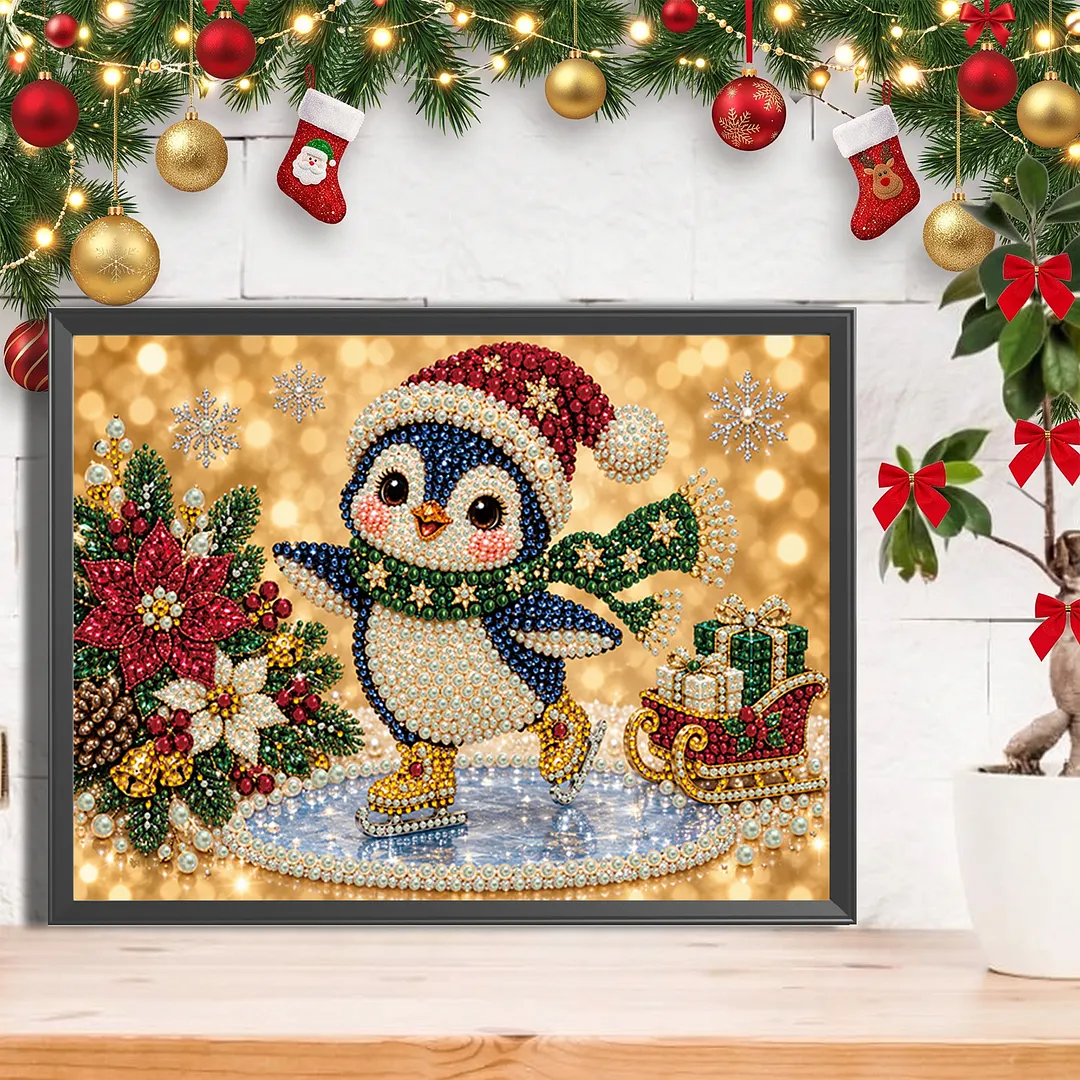 Pearl Painting Kit for Adults Christmas Penguin 15.75x11.81in