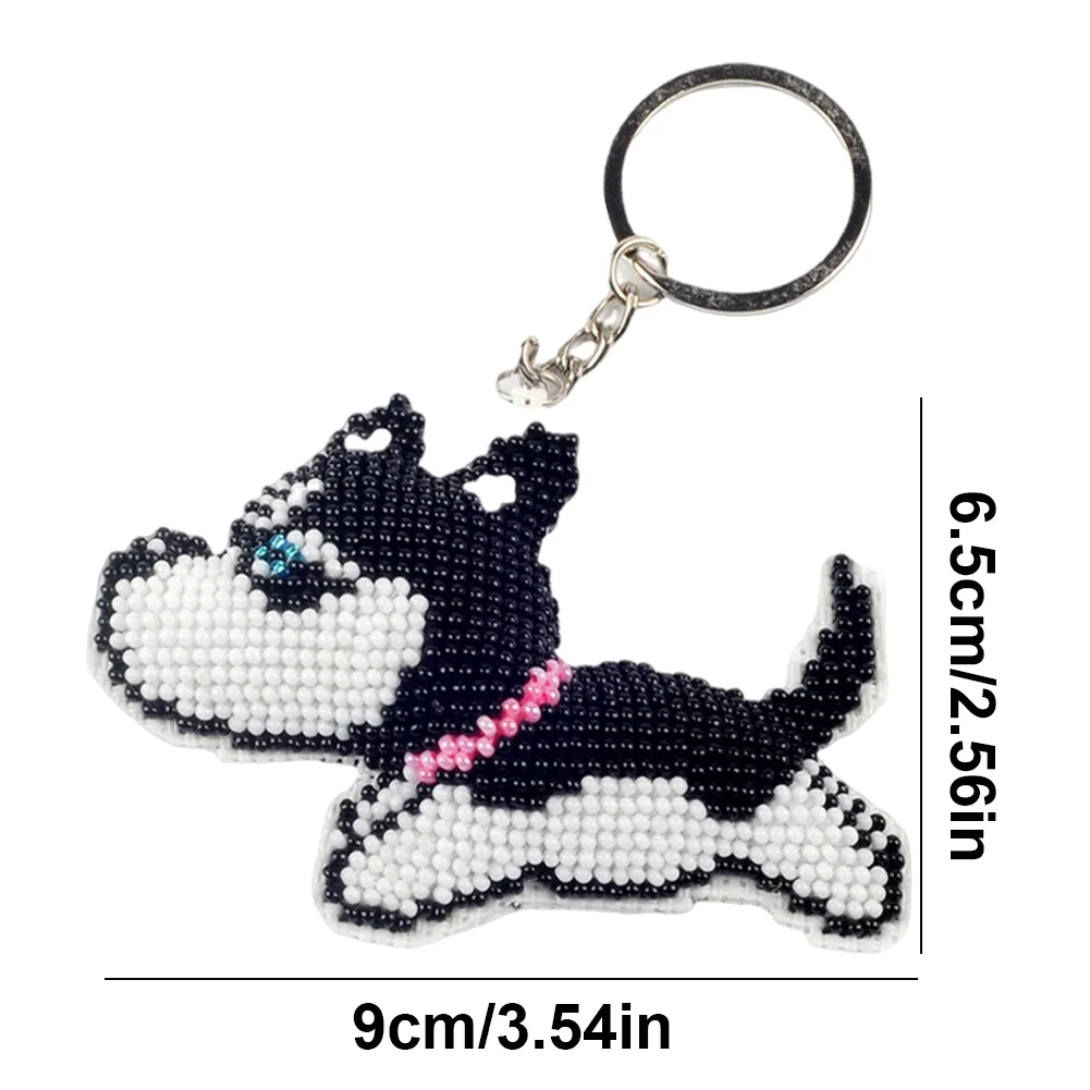 Husky - Stamped Bead Embroidery - Keychain