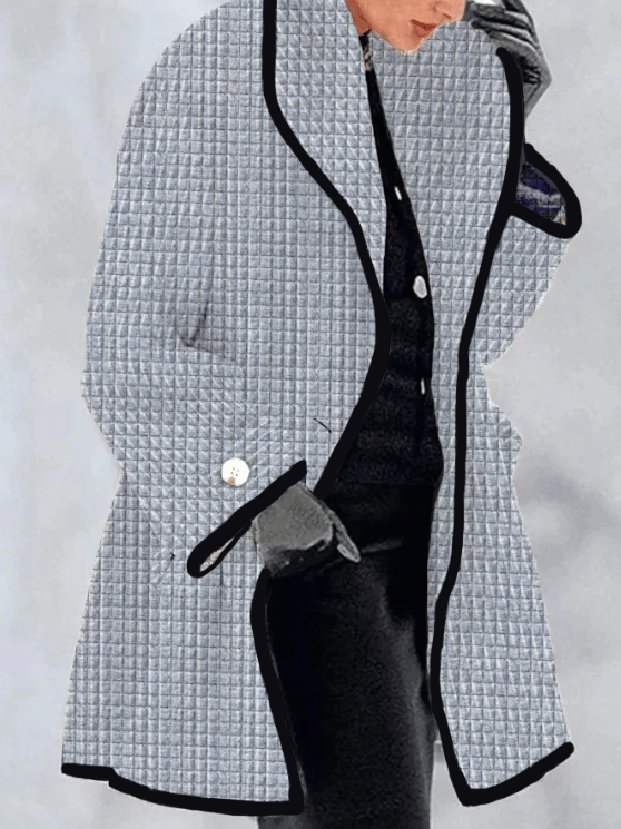 Women's Solid Waffle Long Sleeve Coat