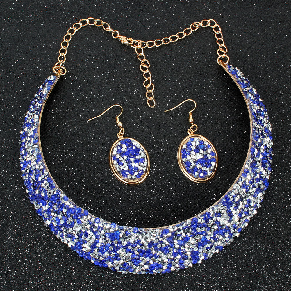 Exaggerated Metal Collar Necklace and Earring Set
