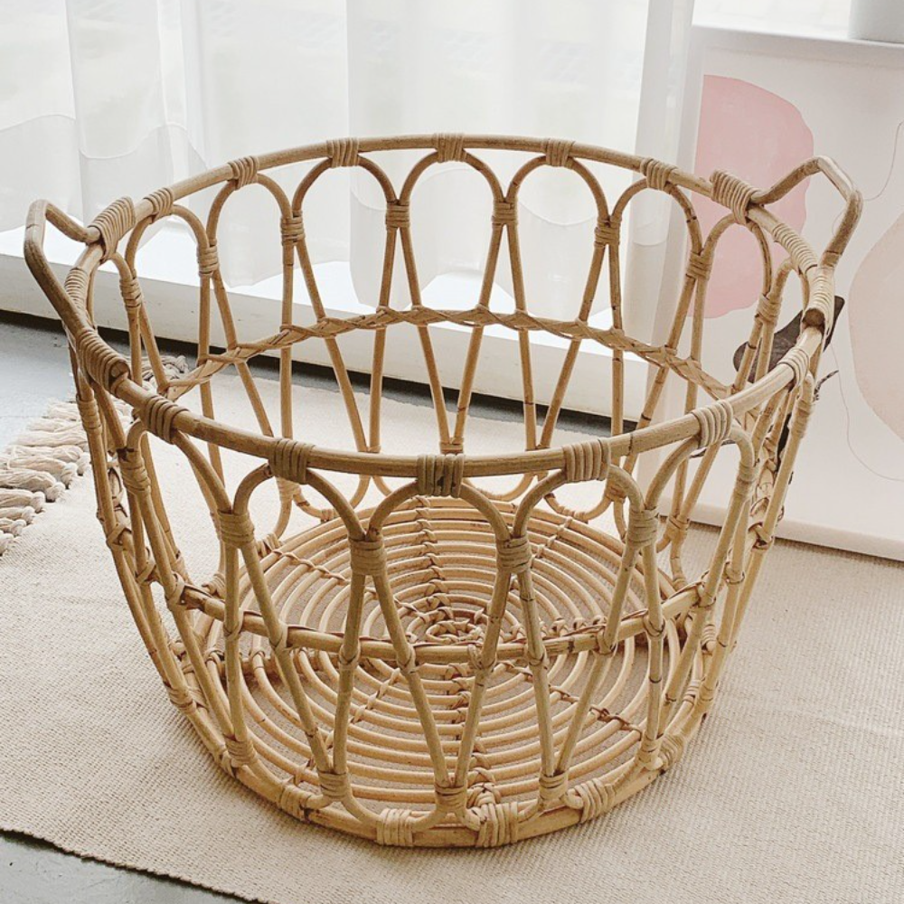 Nordic Handmade Bent Rattan Clothes Storage Basket For Laundry Room