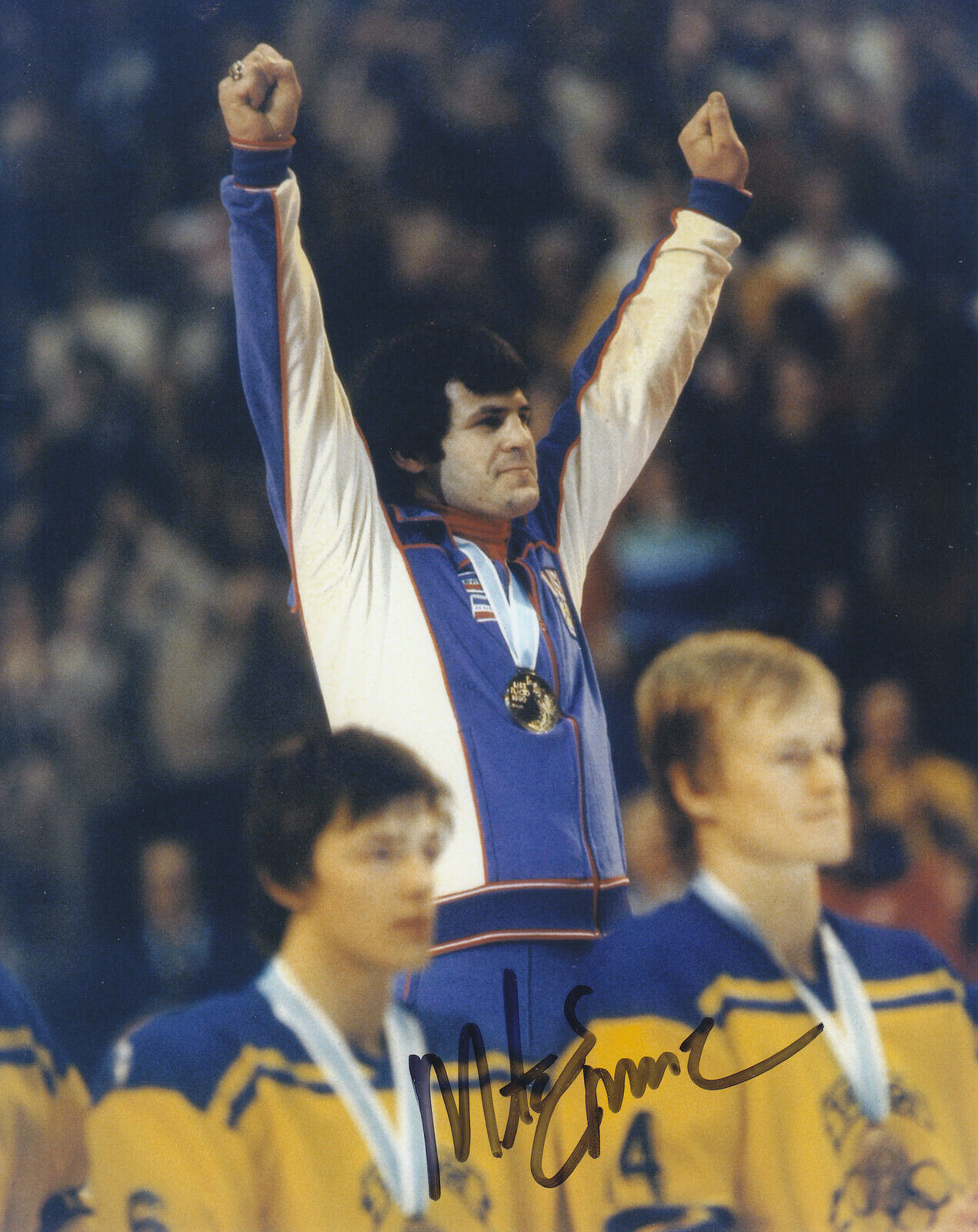 Mike Eurozine #4 8x10 Signed w/ COA Olympic Hockey 031719