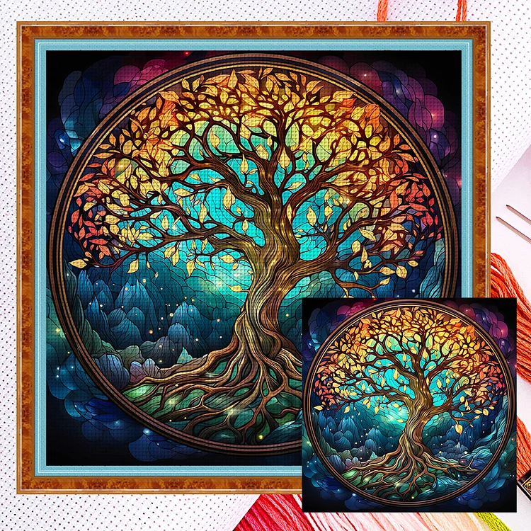 【Huacan Brand】Life Tree 14CT Counted Cross Stitch 40*40CM