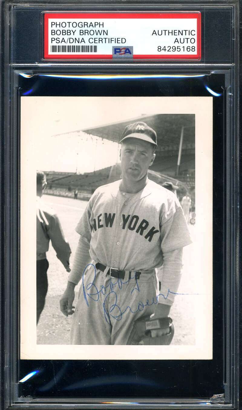 Bobby Brown PSA DNA Coa Hand Signed 1950`s Original Photo Poster painting Yankees Autograph