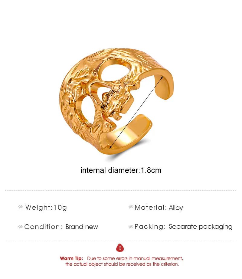 Skull Skeleton Gold-Plated Ring