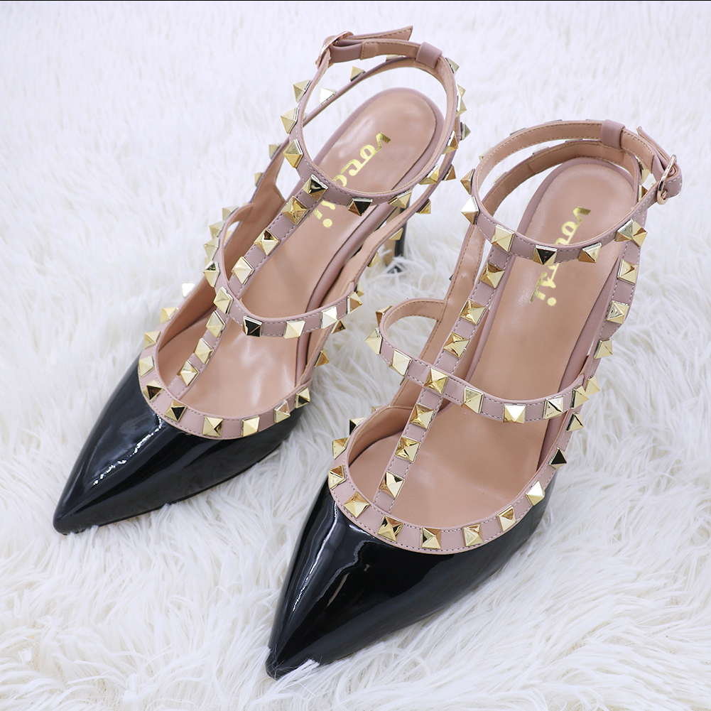 100mm High Heels Rivets Sandals PU-vocosishoes