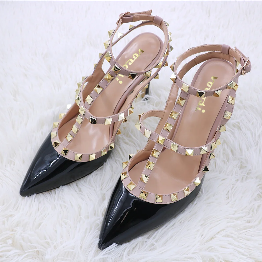 100mm High Heels Rivets Sandals PU-vocosishoes