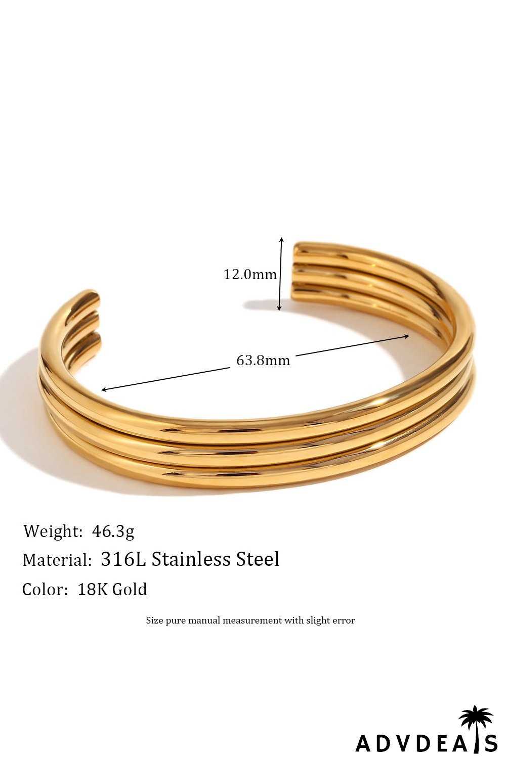 Gold Three Layered Notched Design Bangle