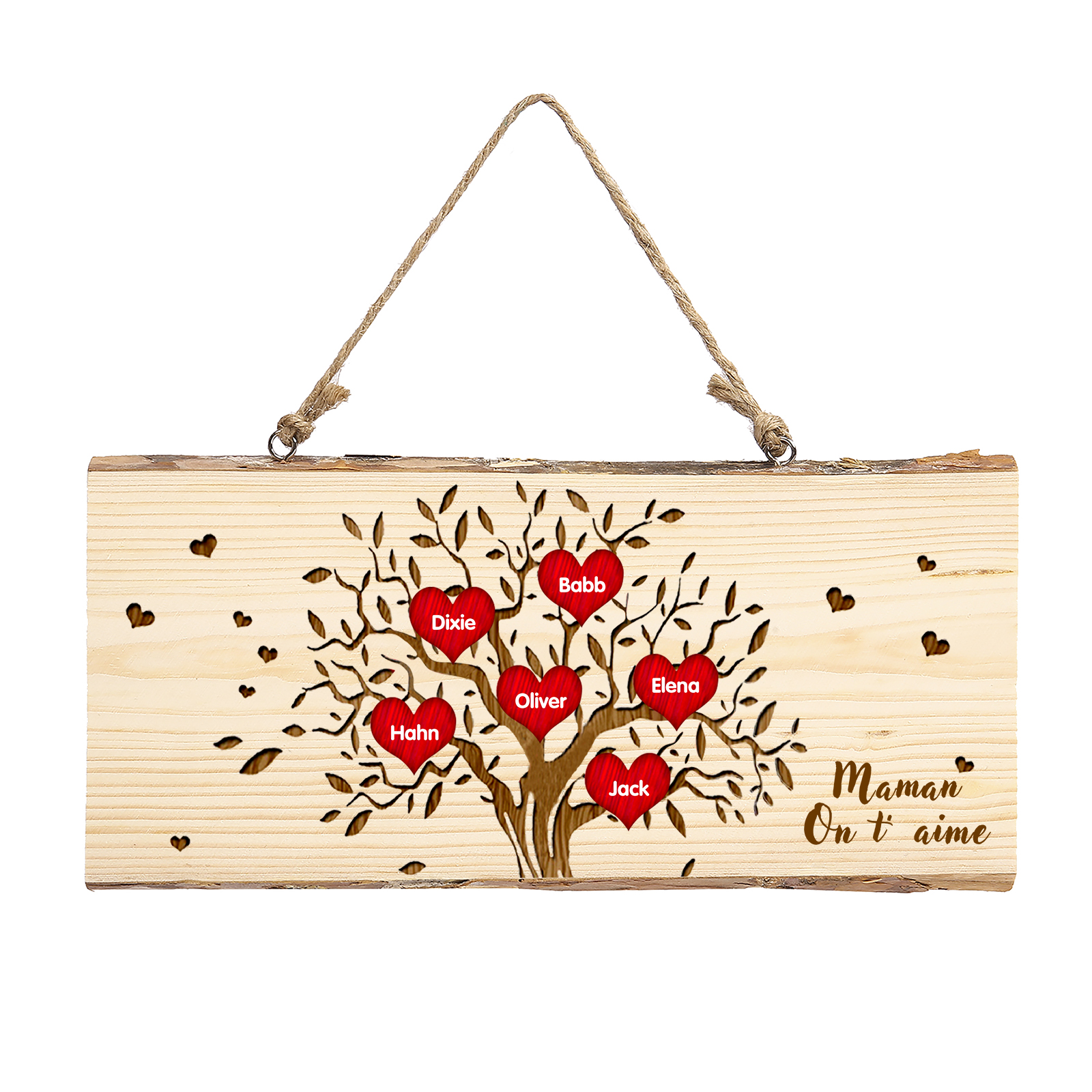 Décoration en bois Arbre de Vie 2-6 Prénoms Personnalisés avec Texte pour Famille Peinture Décorative