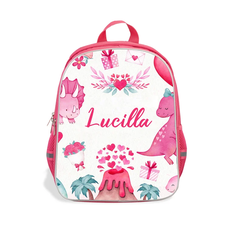 Personalized Name School Bag Girls Pink Backpack, Customized Schoolbag Travel Bag For Kids