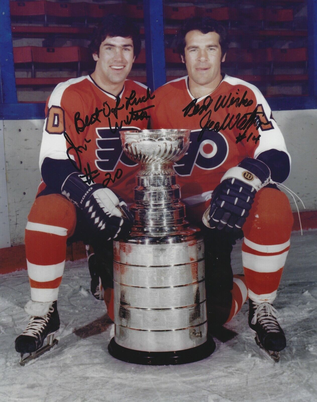 Signed 8x10 JIMMY WATSON & JOE WATSON Philadelphia Flyers Photo Poster painting - COA