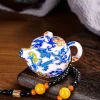 Windproof Pink Flame Blue And White Porcelain Handle Teapot Lighter Decompression Rotation