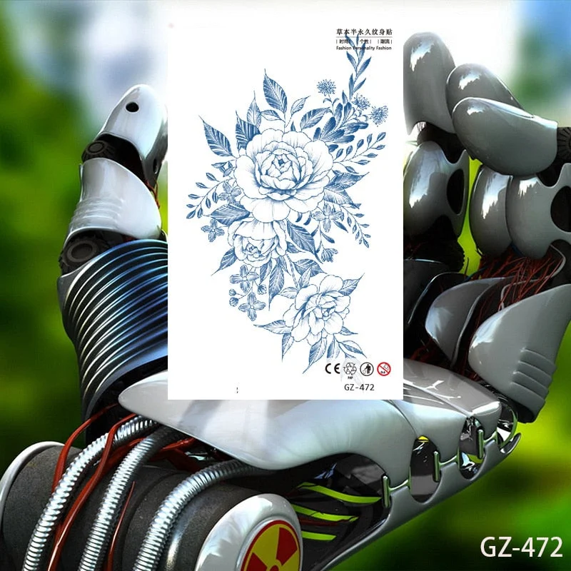 Temporary Waterproof Tattoos Stickers Creative Necklace Flower Juice Ink Lasting Girls Arm Neck Back Waist Buttocks Fake Tatoo