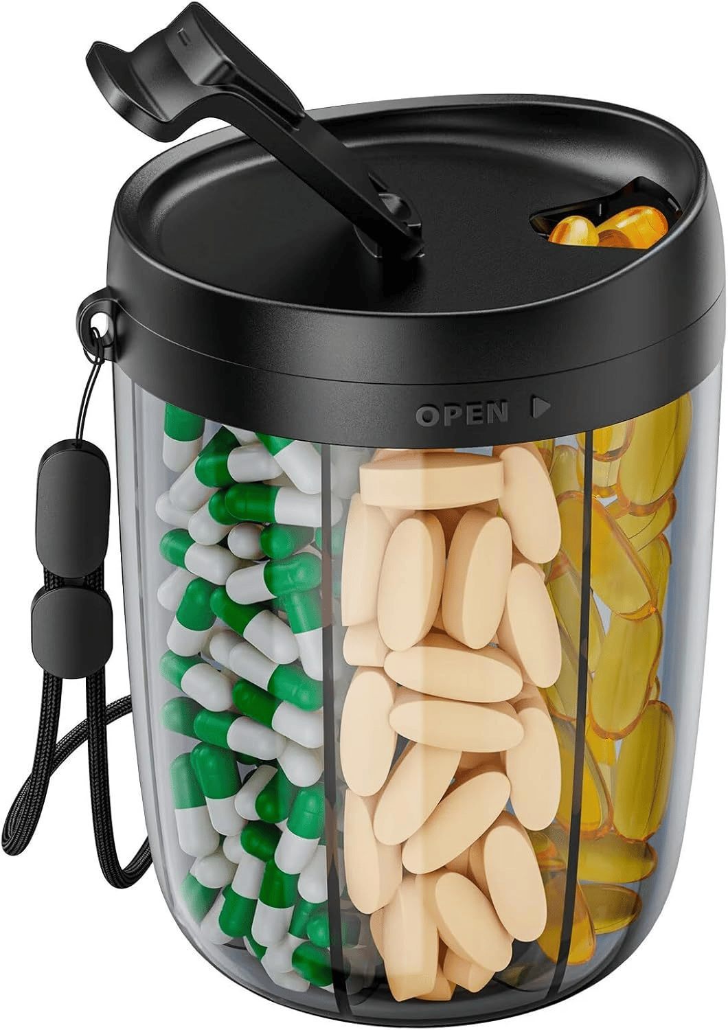 🎁Last Day Promotion🔥Pillen spender flasche mit 6 Fächern | Verpassen Sie nie wieder eine Dosis!💊⏰
