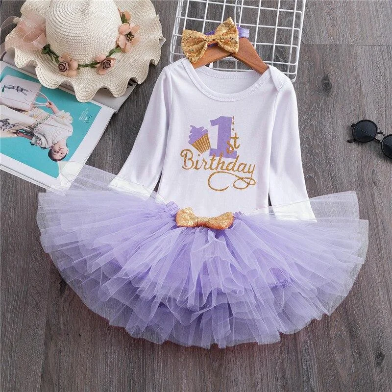 Little Princess Floral Unicorn Dress For Baby Girls 1 Year Birthday Dress Cake Smash Outfits Infant 12 Months  Christening Gown