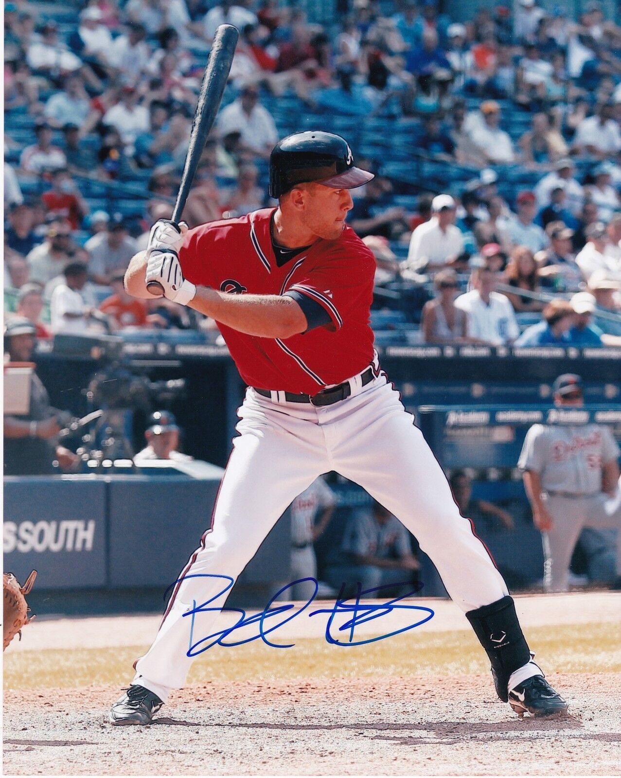 BRANDON HICKS ATLANTA BRAVES ACTION SIGNED 8x10