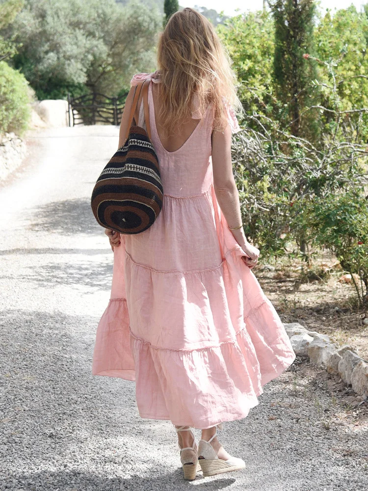 Casual Shoulder Bowknot Cake Dress