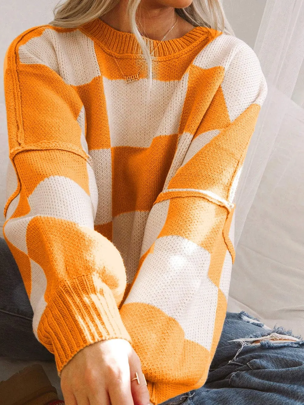 Everyday Checkered Knit Sweater