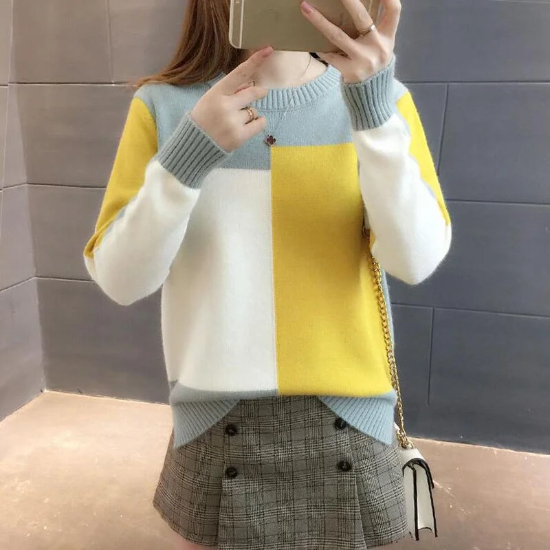 Autumn Winter Knitted Sweater Women 2020 Korean Casual Long Sleeve O-Neck Warm Pullover Sweaters Female Knit Jumpers Top