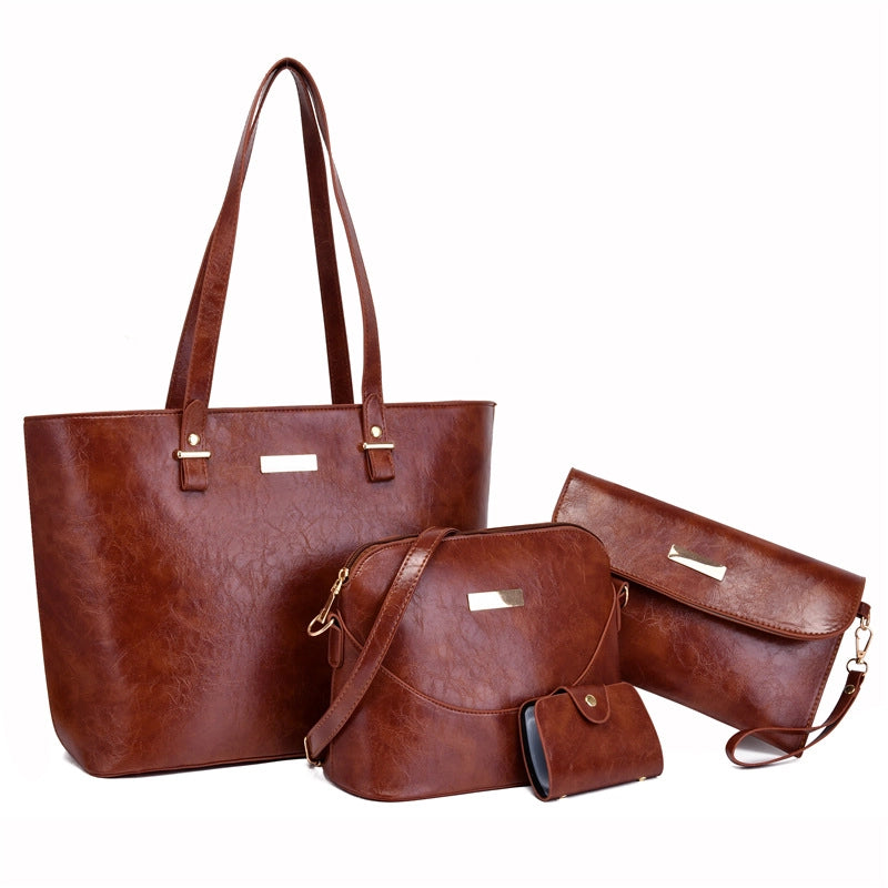 Women’s Bag New Fashion Simple Four Piece Set Mother Bag Large Capacity Portable Shoulder Messenger Bag