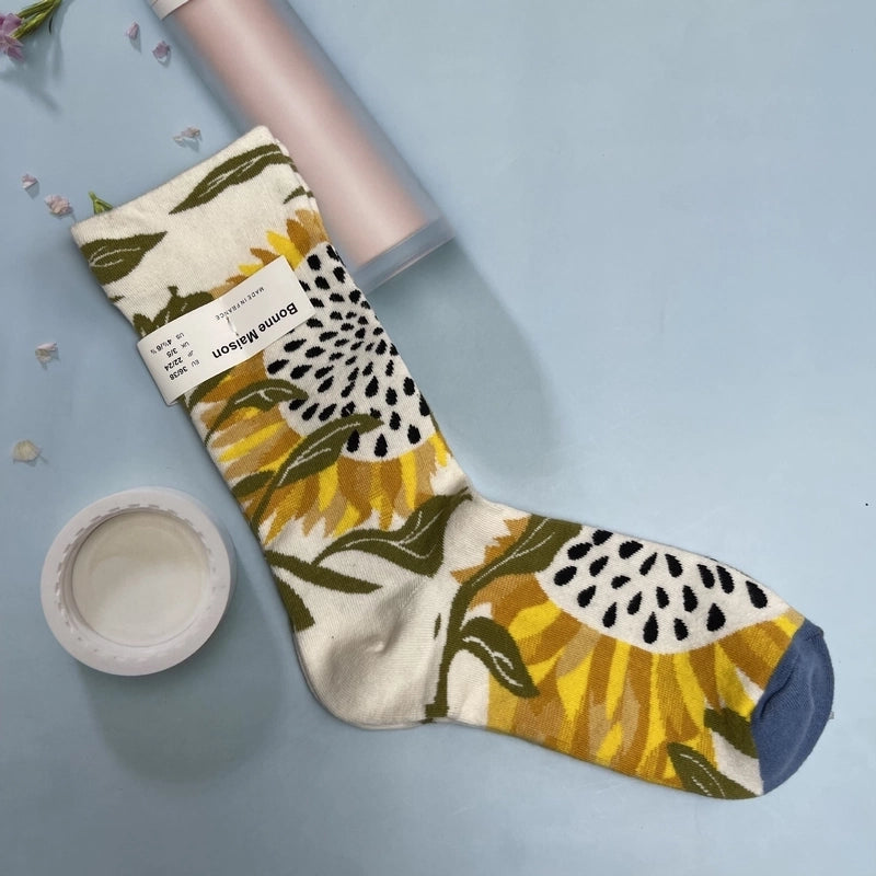 Women’s Minimalist Human Houndstooth Cotton Crew Socks A Pair