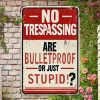 Warning No Trespassing Are You Bulletproof Or Just Stupid - Vintage Metal Signs(12*16Inch) - Warning