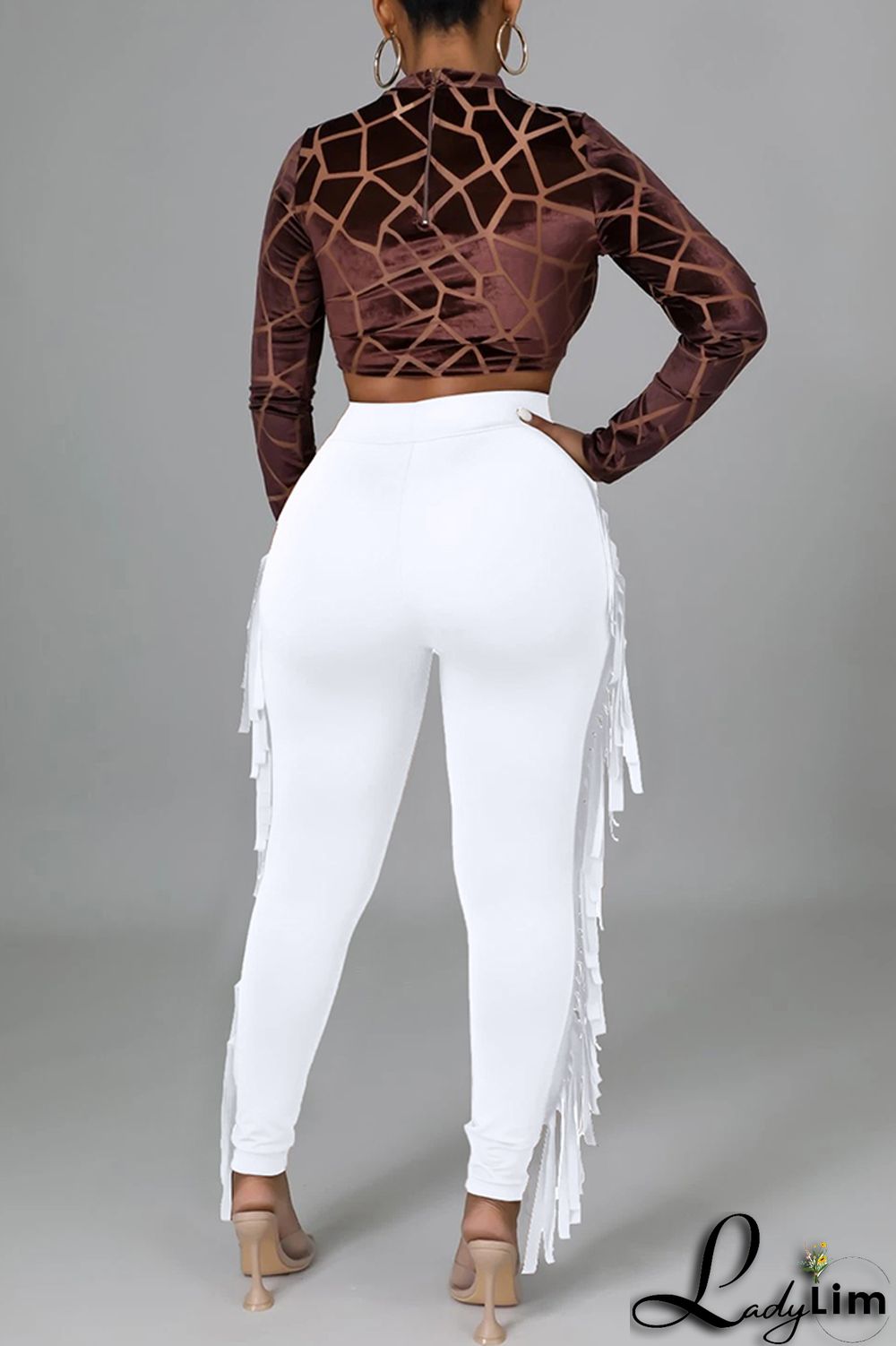 Black Fashion Casual Solid Tassel Regular High Waist Pencil Trousers